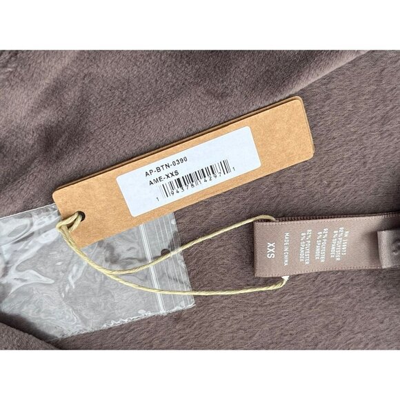 SKIMS Velour Sleep Top In Amethyst Button-Up Pajama Top Size XXS Brown - Picture 6 of 12